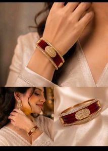 Elegant Red & Gold Beaded bangle