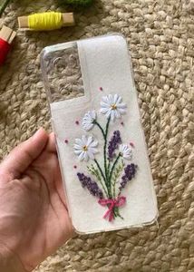 Hand-Embroidered  Flower Pouch with Canvas co