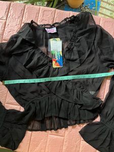 Sheer ruffled party top