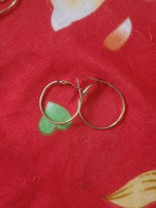 Gold Hoop Earrings with Pink Accent