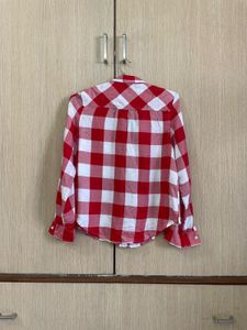 New Red &amp; White Gingham Button-Up Shirt