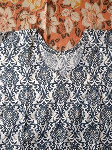 Navy Blue Printed Short Kurti