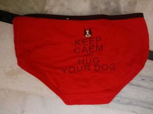 Red Briefs with Dog & Text Print