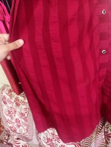 Maroon Stripped Straight Kurti