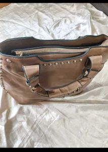 Studded Tan Tote Handbag