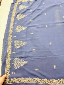 grey kashmiri work saree