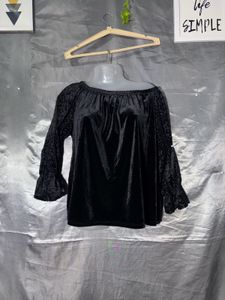 Black Velvet Off-Shoulder Top