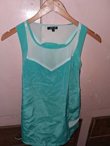 Chic Teal Sheer Panel Top