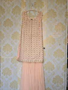 Peach Embellished Sharara  Set