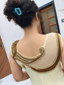 Elegant Cream Anarkali Suit with Golden Embroidery
