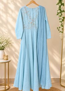 Elegant Sky Blue Embroidered Kurta Set
