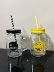 Cute Mason Jar Glasses with Straws