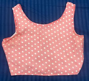 Pink Polka Dot Crop Top