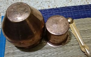 Vintage Copper Kalasam &amp; Spoon Set