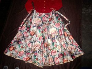 Girls Red Floral Party Dress