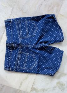 Polka Dot Denim Shorts