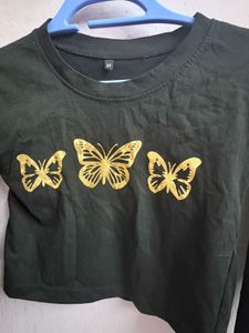 Cute Black Butterfly Crop Top