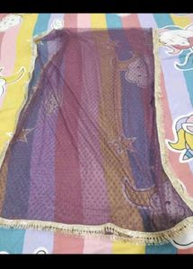 Vibrant Floral Print Purple Gown