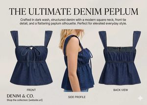 Square Neck Bowknot Shirred Demin Crop Tank Top