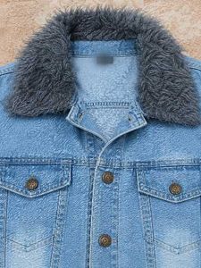 Denim Jacket with Fur Trim