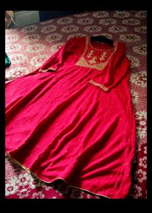 Elegant Red Anarkali Kurta Set size issue