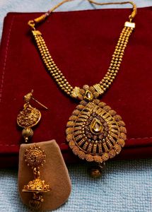 Golden South Indian Nacklace With  Earing