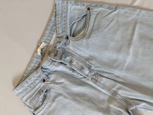 Light Wash Distressed Wide Leg Jeans