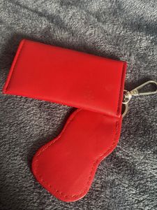 Red Faux Leather Coin and Lipbalm pouch