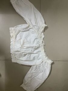 White Off-Shoulder Puff Sleeve Top