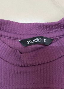 Purple Ribbed Cut-Out Top