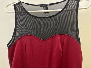 Forever 21  Red Mesh Top Skater Dress