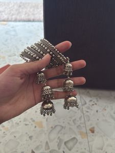 Oxidized Silver Bangles with Tassels