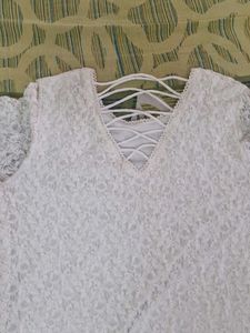 White Lace Dress with Criss-Cross Back
