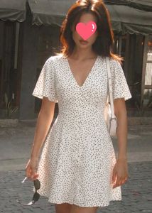 white polka dot mini women's dress XXL