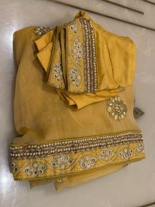 Elegant Yellow Embroidered Saree