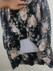 Strapless  halter neck Floral Print Dress