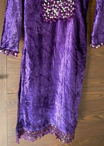 Purple Velvet Kurta