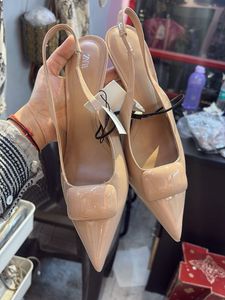 Nude Patent Slingback Heels