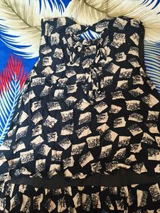 Stylish Black &amp; Beige Printed Dress