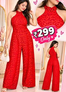 Red Lace Jumpsuit Size S-M, 32"-34"