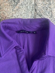 Purple Ruched Long Sleeve Shirt