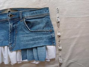 🏷️ REWORKED DENIM RUFFLE MICRO-MINI SKIRT