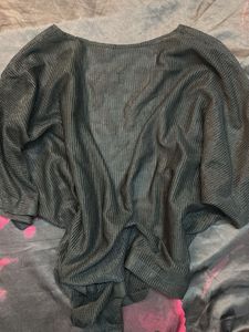Black Sheer Kimono Cover-Up/ shrug