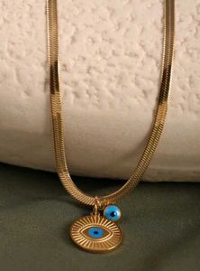 Gold-tone Pendant Snake Chain Necklace