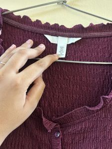 Chic Plum Textured Button-Up Top