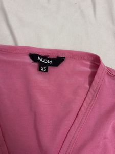 Cute Pink Ruffle Wrap crop Top