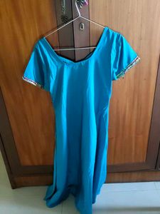 Turquoise Blue Embroidered Anarkali Dress
