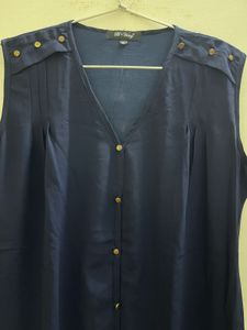 Elegant Navy Blue Sleeveless Top