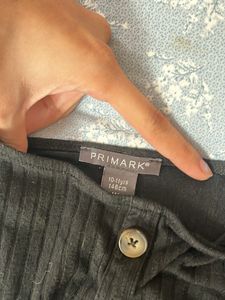 Black Ribbed Button-Up Top