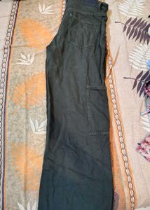 Olive Green Wide Leg Cargo Pants